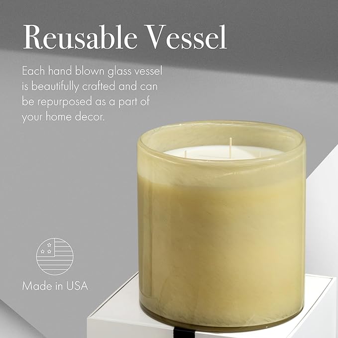 LAFCO New York Luxe 4-Wick Candle, Chamomile Lavender - 86 oz - 200-Hour Burn Time - Reusable, Hand