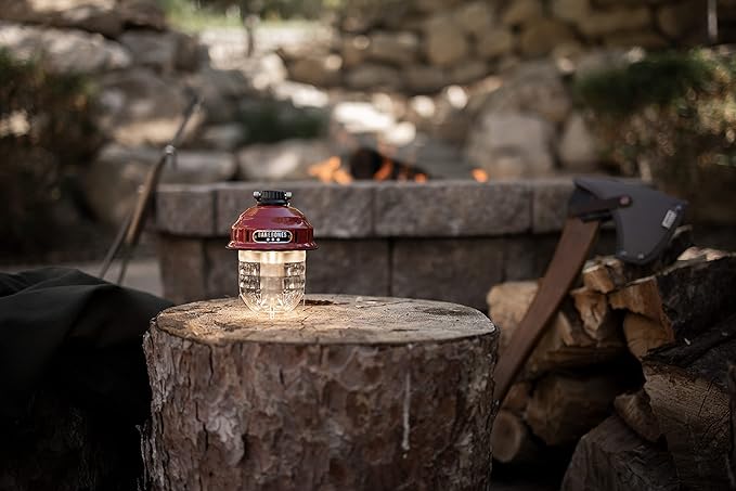 Barebones Beacon Hanging Light ??Red, Rechargeable LED Camping Lantern with Adjustable Brightness