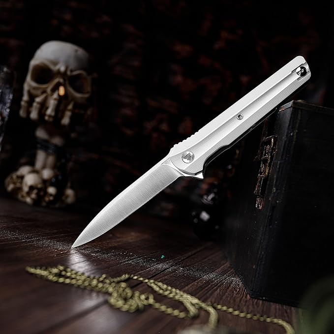 EDC Pocket Knife for Men,Folding Knives with Reversible Clip,Liner Lock 3.4'' Satin 14C28N Steel