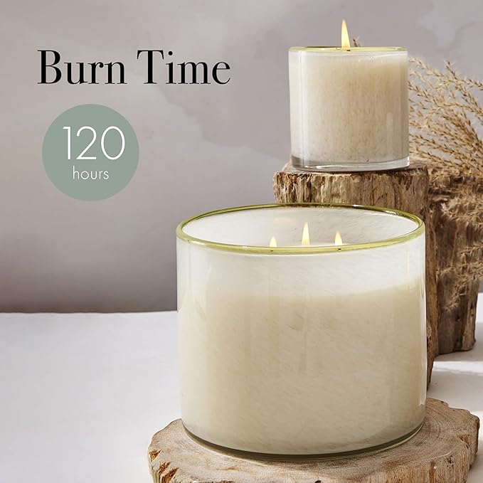 LAFCO New York 3-Wick Candle, Feu de Bois - 30 oz - 120-Hour Burn Time - Reusable, Hand Blown Glass