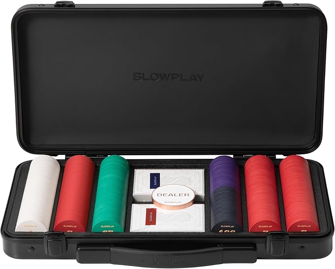 SLOWPLAY Godel Ceramic Poker Chips Set for Texas Hold'em, 300 PCS [with Numbered Values], 39mm &