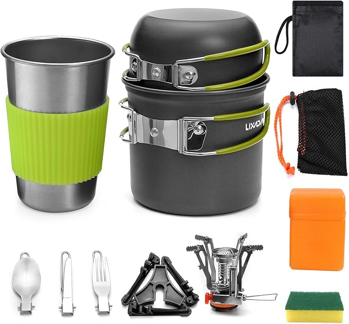 Lixada Camping Cookware Set Portable Camping Mess Kit Cooking Set Camping Cooking Set Outdoor with