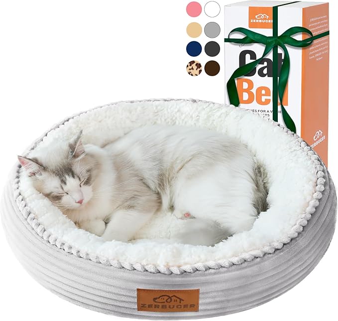 20in Washable Cat Beds for Indoor Cats - Round Donut Pet Bed for Cats, Small Dogs, Puppy, Kitten