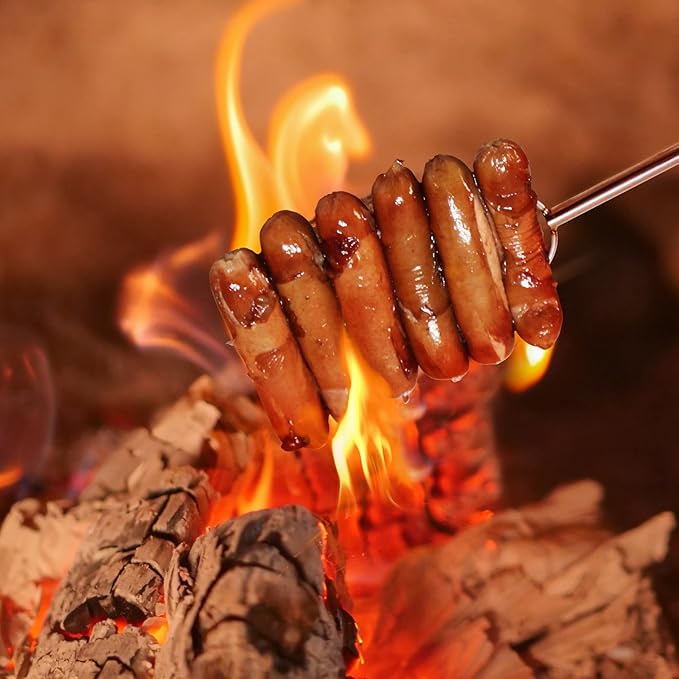 32" Heavy Duty Hot Dog Roasting Sticks for Campfire, Smores Sticks for Fire Pit Long, Marshmallows