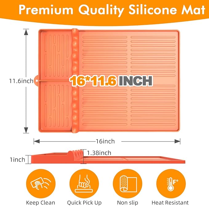 Silicone Griddle Tool Mat Compatible with Blackstone, Spatula Mat with Drip Pad Blackstone Griddle