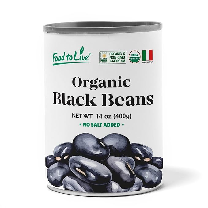 Food to Live Organic Canned Black Beans, 14 oz (Pack of 1) - Unsalted Non-GMO Frijoles Negro.