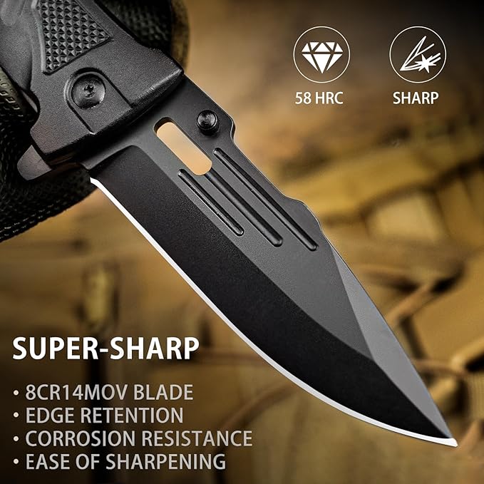 NedFoss Pocket Folding Knife DA75 Mini, 3 in 1 Pocket Knife for Men, 2.95 Inch Survival Knife with