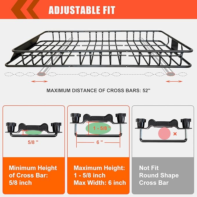 MeeFar Roof Rack Carrier Basket Universal Rooftop 65" X 39" X 6" Large Size Roof Rack + Waterproof