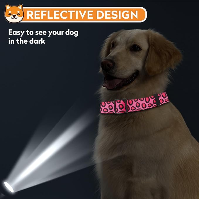 Reflective Dog Collar, Adjustable Soft Neoprene Padded Nylon Pet Collars with Buckle for Puppy and