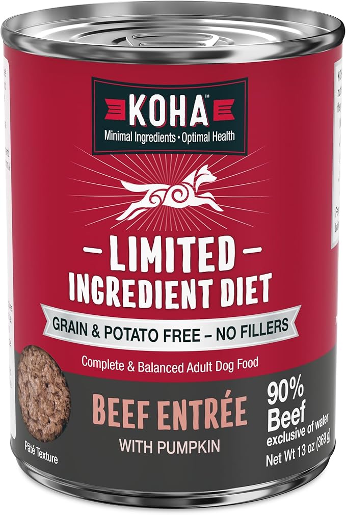 KOHA Limited Ingredient Diet Beef Entrée for Dogs - Grain Free Wet Dog Food with No Fillers
