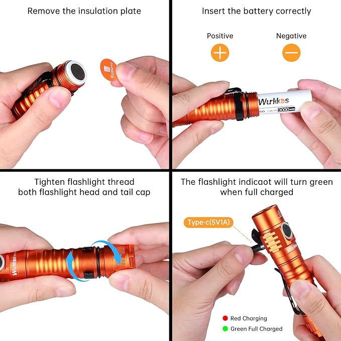 Wurkkos FC11C Led Flashlight Rechargeable High Lumen 1200, Small Powerful Flashlight USB C, Super