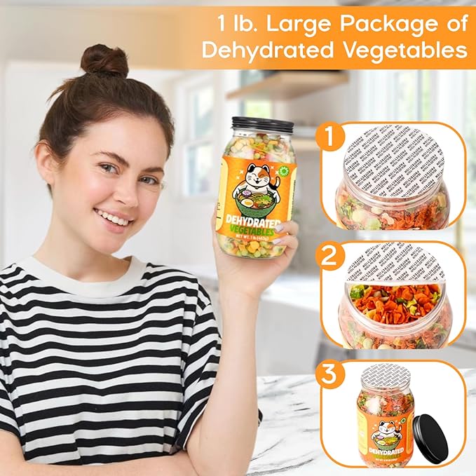16OZ Dehydrated Freeze Dried Vegetables - 100% Natural Large Packaging Ramen Toppings, 6 Mixed