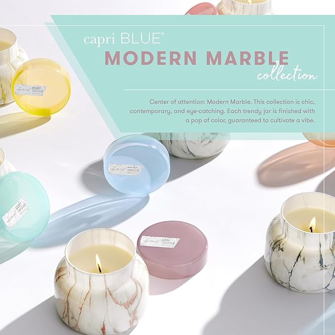 Capri Blue Scented Candles - Modern Marble Oversized Jar - Luxury Candles for Home Scented with