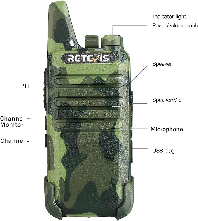 Retevis RT22 Walkie Talkies Rechargeable, Voice Activated, Emergency Alarm, Outdoor Cruise Ship ATV
