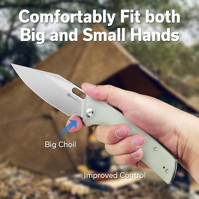 SENCUT GlideStrike Pocket Knife for EDC, Folding knife with Thumb Hole Openning, Textural Coarse