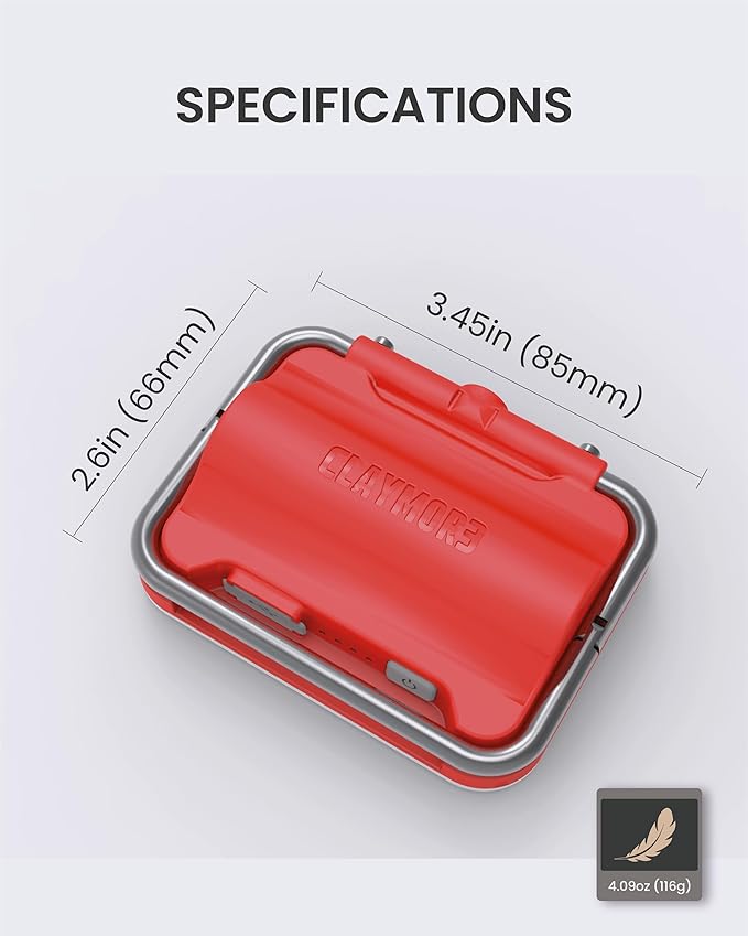CLAYMORE Ultra Mini (Red) - Outdoor Rechargeable LED Light for Camping, Tent, Backpacking
