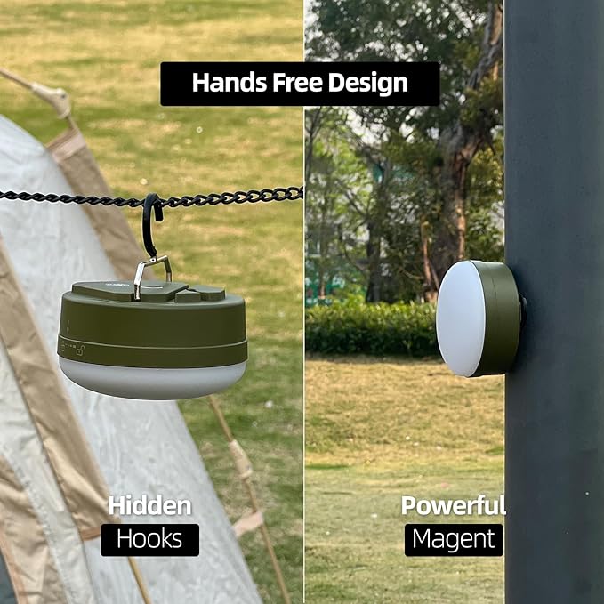 LED Camping Light,4Modes Portable AA Battery Powered Hanging Tent Lantern with Magnetic Base and