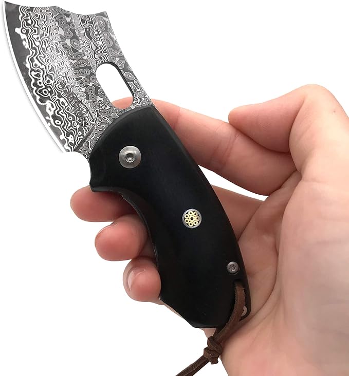 ALBATROSS Premium Folding Pocket Knife - EDC Mini VG10 Damascus Steel with 2" Blade - Ebony Wood