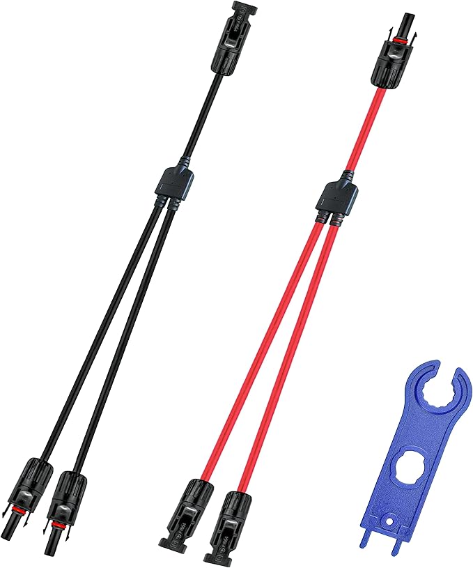 Y Solar Connector,Solar Y Branch Parallel Cable,Solar 1 to 2 Male Female Connector Adapter,10AWG
