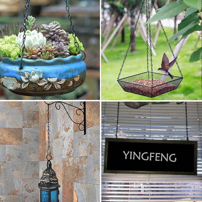 YINGFENG 10 Pack 9.5 Inch Black Hanging Chains, Garden Plant Hangers for Hanging Bird Feeders