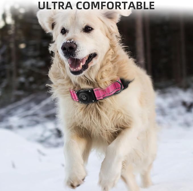 Airtag Dog Collar - 100% Waterproof Air tag Dog Collar Holder for Apple AirTag, Reflective, Soft