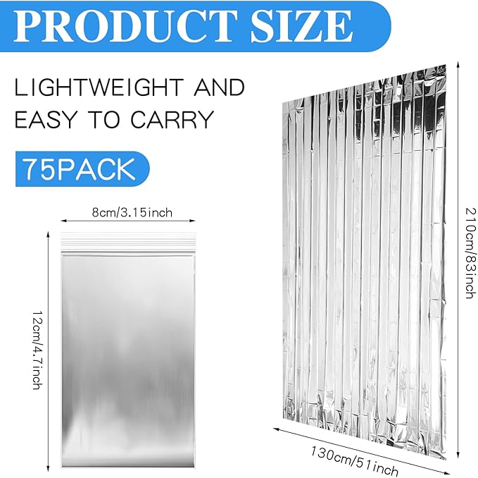Macarrie 75 Pack Emergency Foil Thermal Blankets - Silver Foil Survival Blanket Space Blanket Kit