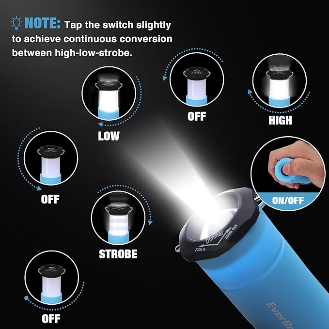EverBrite 2-in-1 Mini Lanterns and Flashlights, Zoomable Flashlight Lantern Combo with 3 Modes