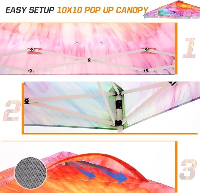 EAGLE PEAK Pop Up Canopy Tent with Wheeled Carry Bag, 8 Stakes, 4 Ropes, 4 Weight Bags, Easy Set Up