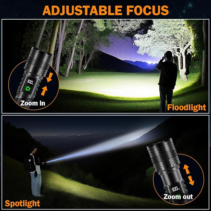 3Pack Rechargeable Flashlights High Lumens 9900FL, LED Flashlight Rechargeable with LCD Digital