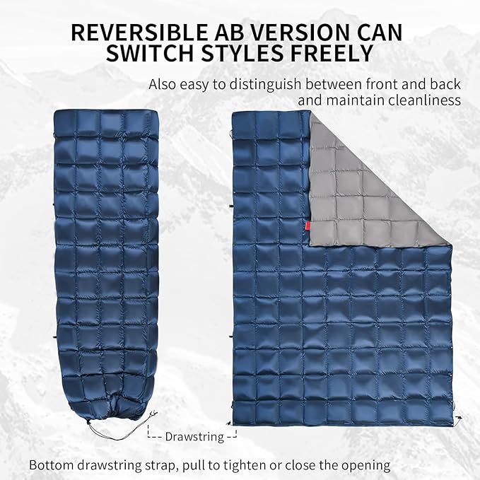 Down Camping Blanket, Muti-Use Outdoor Travel Blanket, Puffy Sleeping Bag Blanket, Waterproof