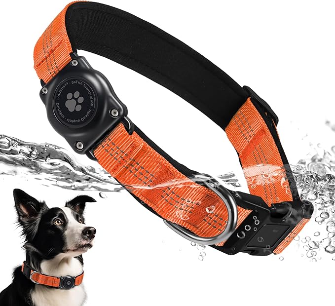 Upgraded AirTag Dog Collar, IP68 Waterproof Air Tag Dog Collar Holder, Reflective, Ultra-Durable
