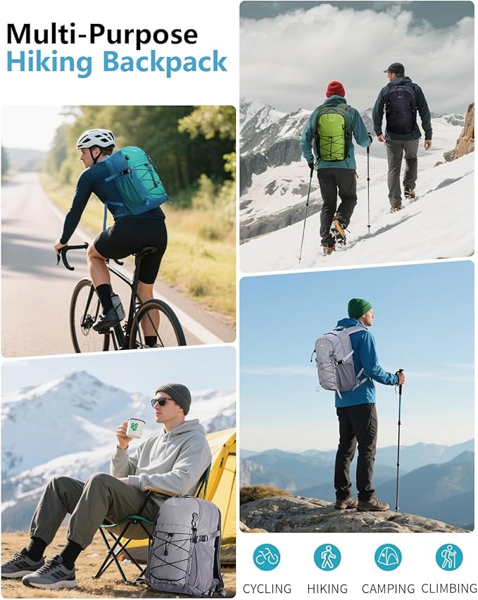 ECOHUB Small Hiking Backpack for Men Women, 20L Lightweight Travel Backpacks Water Resistant