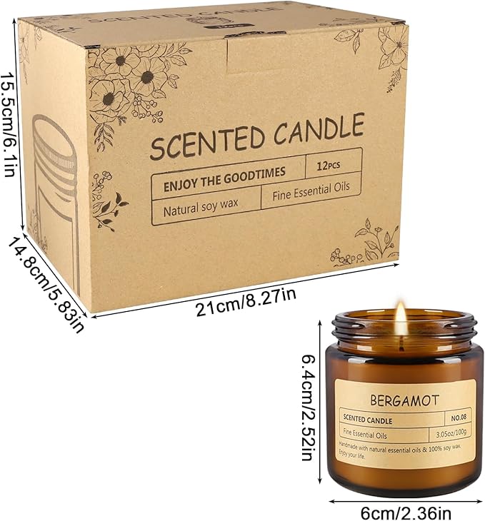12Pack Scented Candle Set - Aromatherapy Candle Gift Set ??Long Lasting Jar Candles for Men| Women