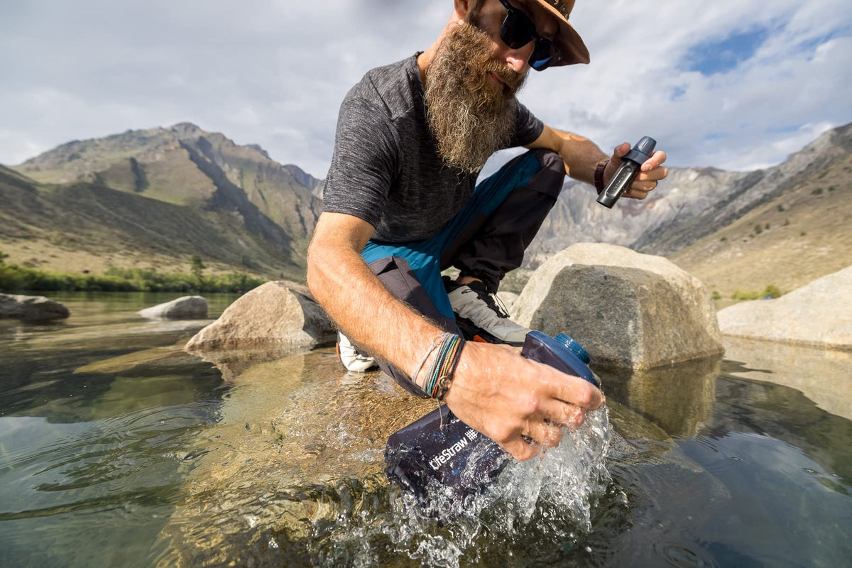 LifeStraw Sports Water Bottles - 650 ml, Collapsible, Gray - product view 5