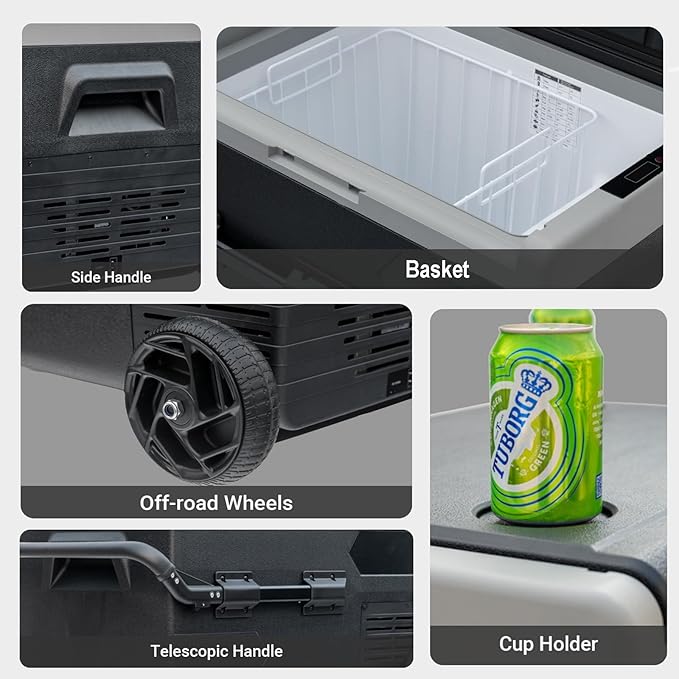 Smad Electric Cooler, 12 Volt Refrigerator, 53QT(50L) 12V Compressor Cooler -4?~50?, 12V Fridge