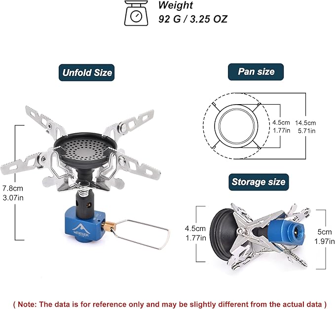 Widesea Camping Burner Stove 3300W Outdoor Gas Stove Small Backpacking Stoves Portable Bottletop