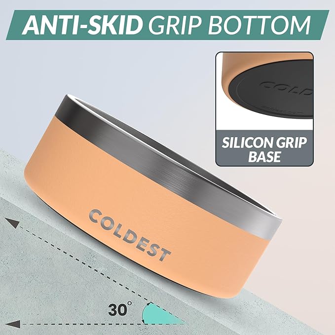 Coldest Dog Bowl - Anti Rust Metal, Non Slip, 3 Layers Insulated Stainless Steel Dog Bowls - Spill