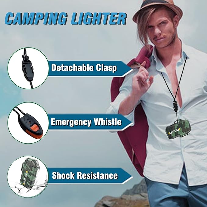 Torch Lighter, 2 Pack Butane Lighter, Windproof Outdoor Gas Lighter Adjustable Jet Flame Lighters