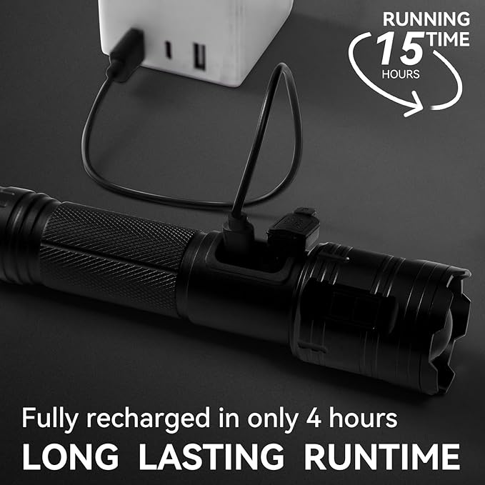 Rechargeable Flashlights 90,000 High Lumen, 2 Pack Super Bright LED Flashlight with 5 Modes, High