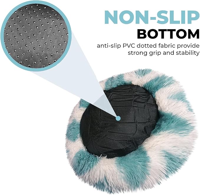 Whiskers & Friends Cat Bed, Cat Beds for Indoor Cats Washable, Orthopedic Soft Fluffy Round Calming