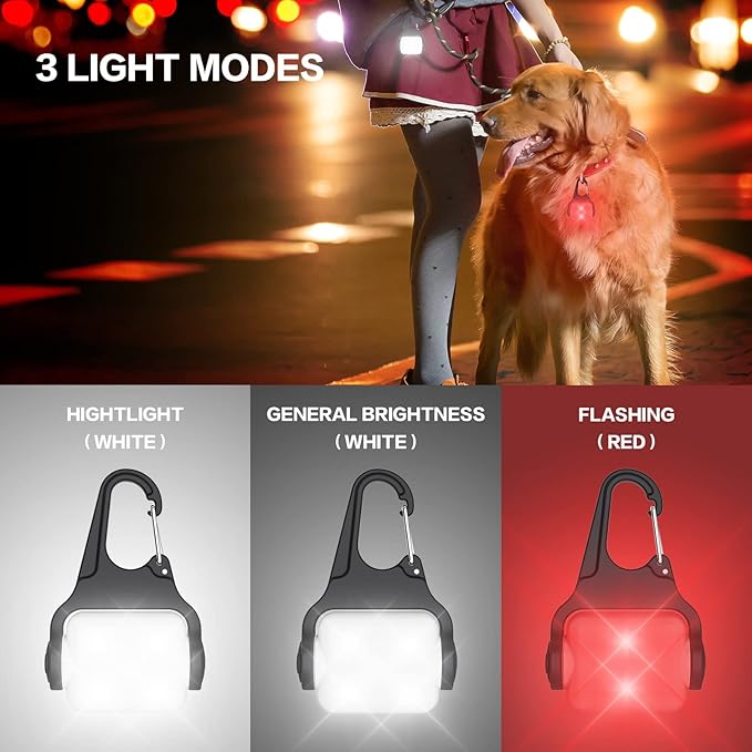 Rechargeable Dog Collar Light -3 Modes Dog Light, IP65 Waterproof Dog Walking Light, 50LM Dog