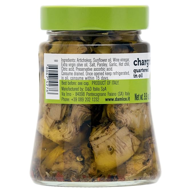 FRATELLI D'AMICO - Chargrilled Artichokes, Quartered in Oil, Grilled, Naples Style, 9.9oz (280g)