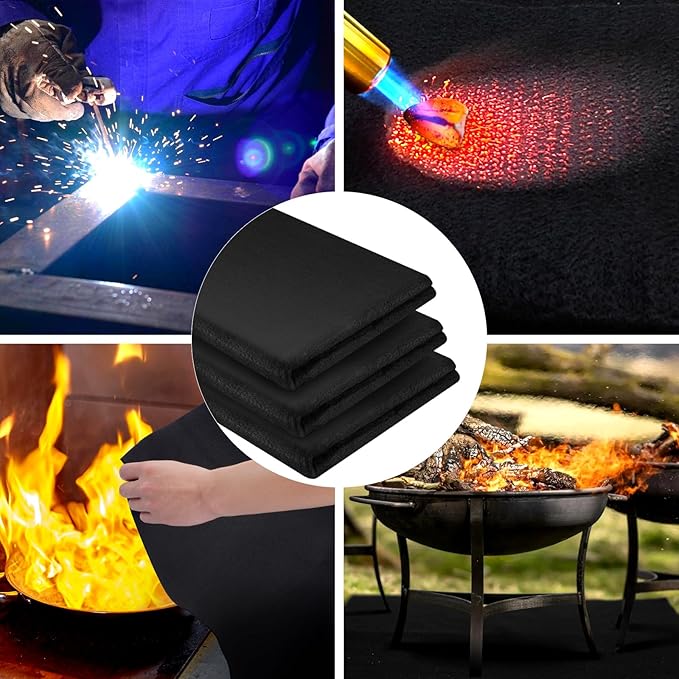 kanhiro Carbon Felt Welding Blanket Fireproof - 20" X 20" Heat Resistant Fabric 1800°F High Temp