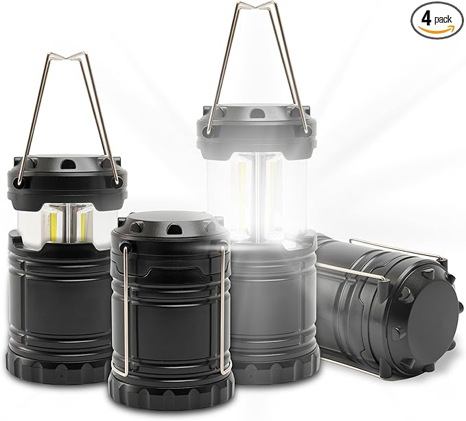 ATack LED Camping Lantern Battery Powered 4-Pack Camping Flashlight Lantern for Power Outages