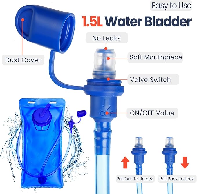2 Pcs Kids Hydration Backpack with 1.5l Water Bladder Lightweight Kids Hiking Backpack Water
