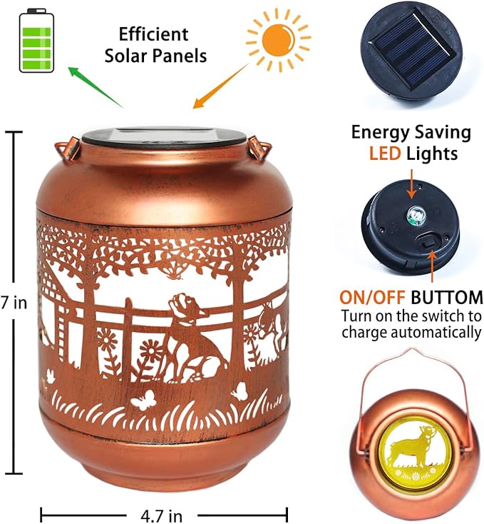 French Bulldog Solar Lanterns Outdoor Waterproof,Hanging Solar Lights French Bulldog Gifts for