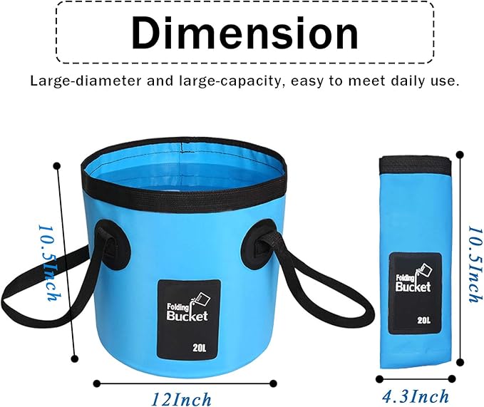 Esthesia Collapsible Bucket, 5 Gallon Portable Folding Water Container for Travelling, Camping