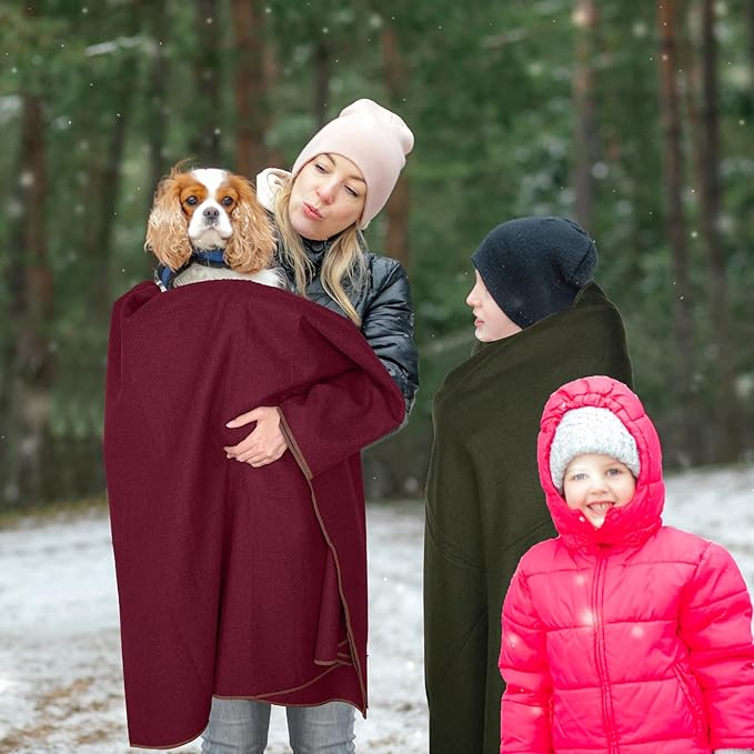 Peryiter 2 Pcs Military Wool Blanket Large 64" x 88" Camping Blanket Survival 3.3 Lbs Each Thick