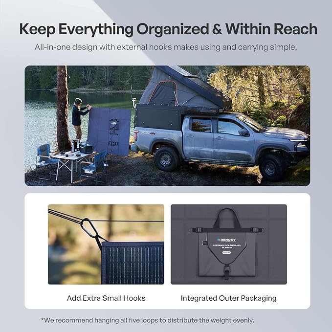 Renogy 200W Portable Solar Panel Blanket, 25% High Efficiency N-Type Foldable Solar Charger for