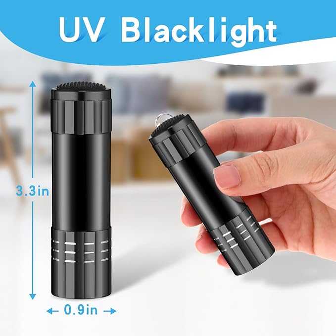 Riakrum 12 Pieces UV Blacklight Flashlights LED Handheld Mini Light Flashlight Small Portable